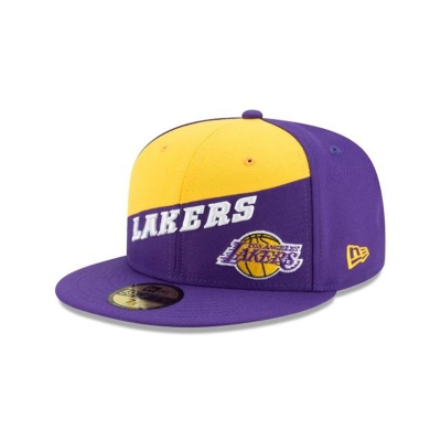 Purple Los Angeles Lakers Hat - New Era NBA Color Split 59FIFTY Fitted Caps USA8731045